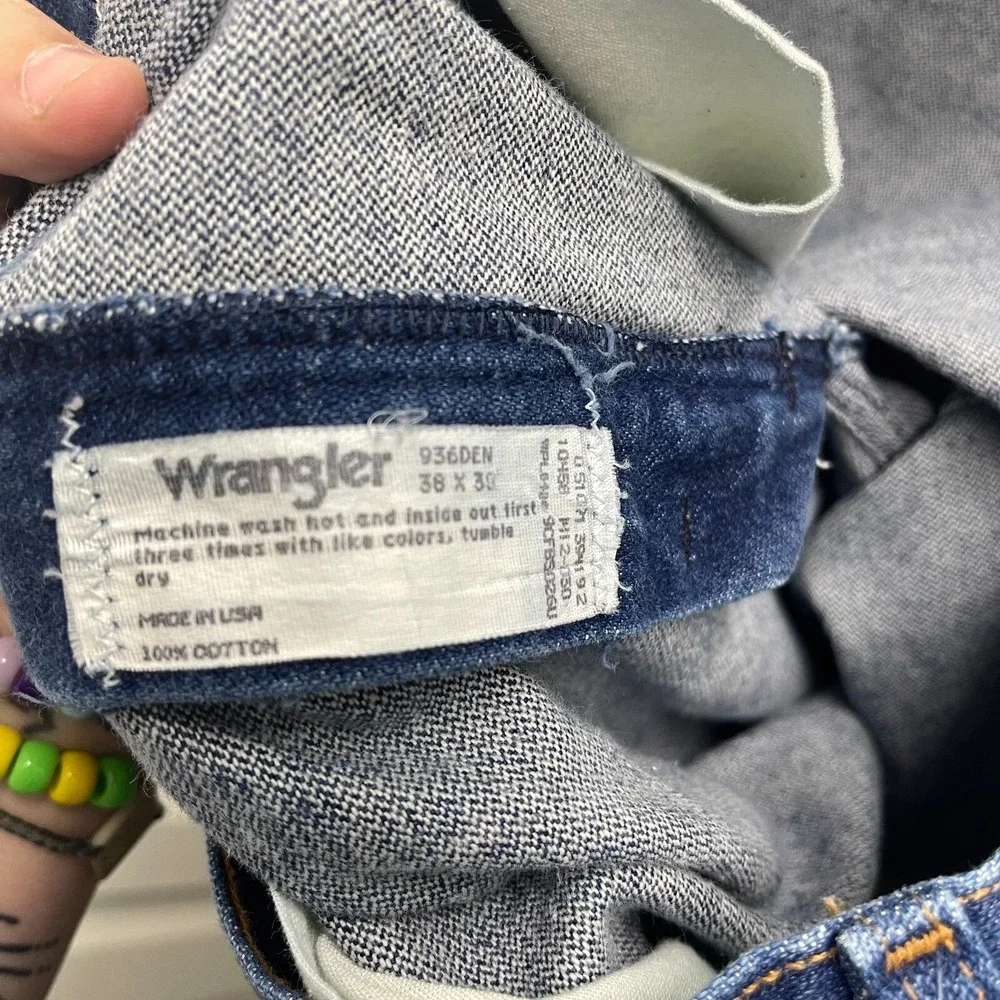 Vintage‎ Wrangler Jeans 36x29 Blue Pants 936 Cowboy Slim Western Denim Tag 38x30
